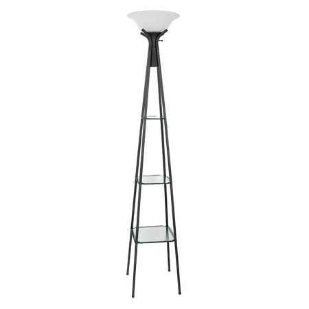 - Coaster Company Floor Lamp, Charcoal Black Finish with Frosted Glass Shade