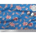 thumbnail image 3 of Soimoi Blue Heavy Canvas Fabric Ranunculus & Roses Floral Print Fabric by the Yard 58 Inch Wide, 3 of 3