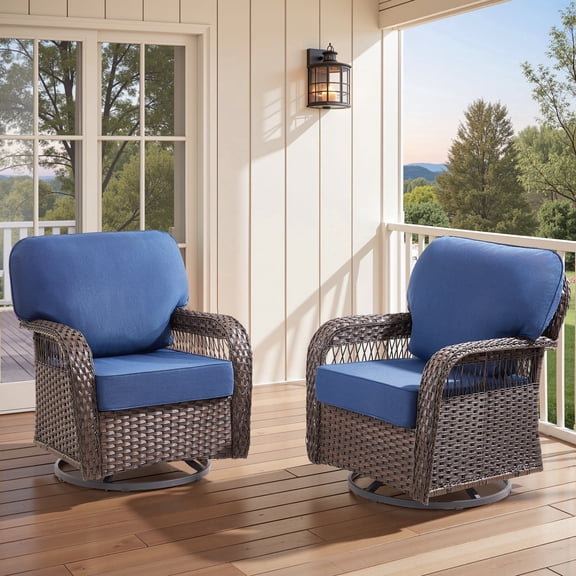 Arnahaishe Outdoor Swivel Glider Chairs Set of 2, Patio Swivel Rockers with 5" Cushions, Ideal for Porch Yard