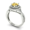 thumbnail image 2 of Halo Engagement Ring for Women - 1.3125ct Simulated Yellow Diamond in 14K White Gold Promise Ring, 2 of 6