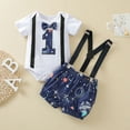 thumbnail image 2 of Gubotare Baby Boy Funny First Birthday Clothes Boy Bow Tie Romper Bodysuit Cake Smash Outfits 0 3 6 12 18 24 Months (Blue,6-12 Months), 2 of 7
