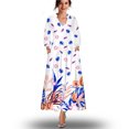 thumbnail image 2 of Moda mujer otoño estampado casual cuello pico cremallera manga larga vacaciones bolsillos vestido Fridja  yut5936, 2 of 3