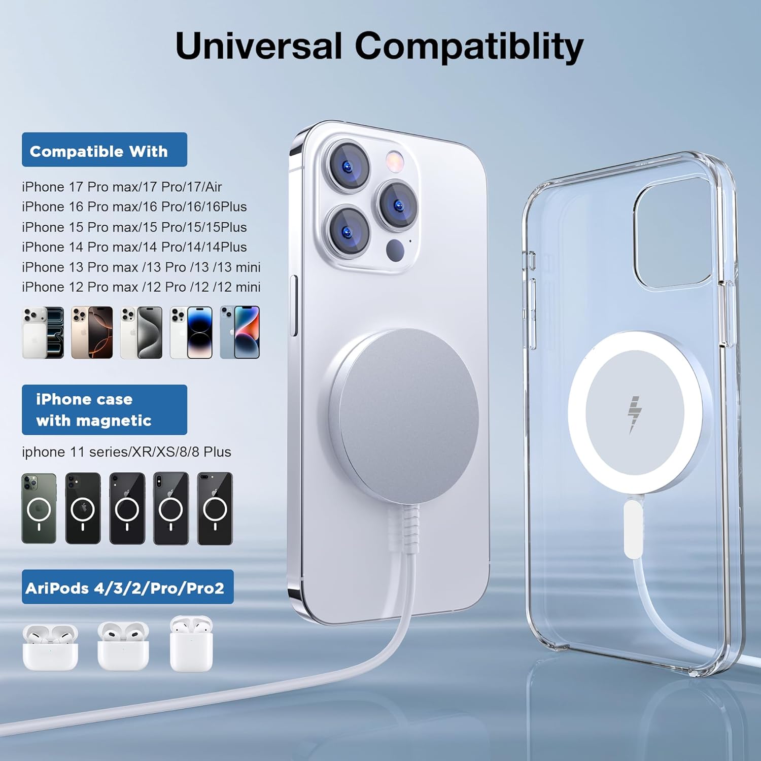 ETEPEHI 2-Pack Magnetic Wireless Charger for iPhone & AirPods photo 2