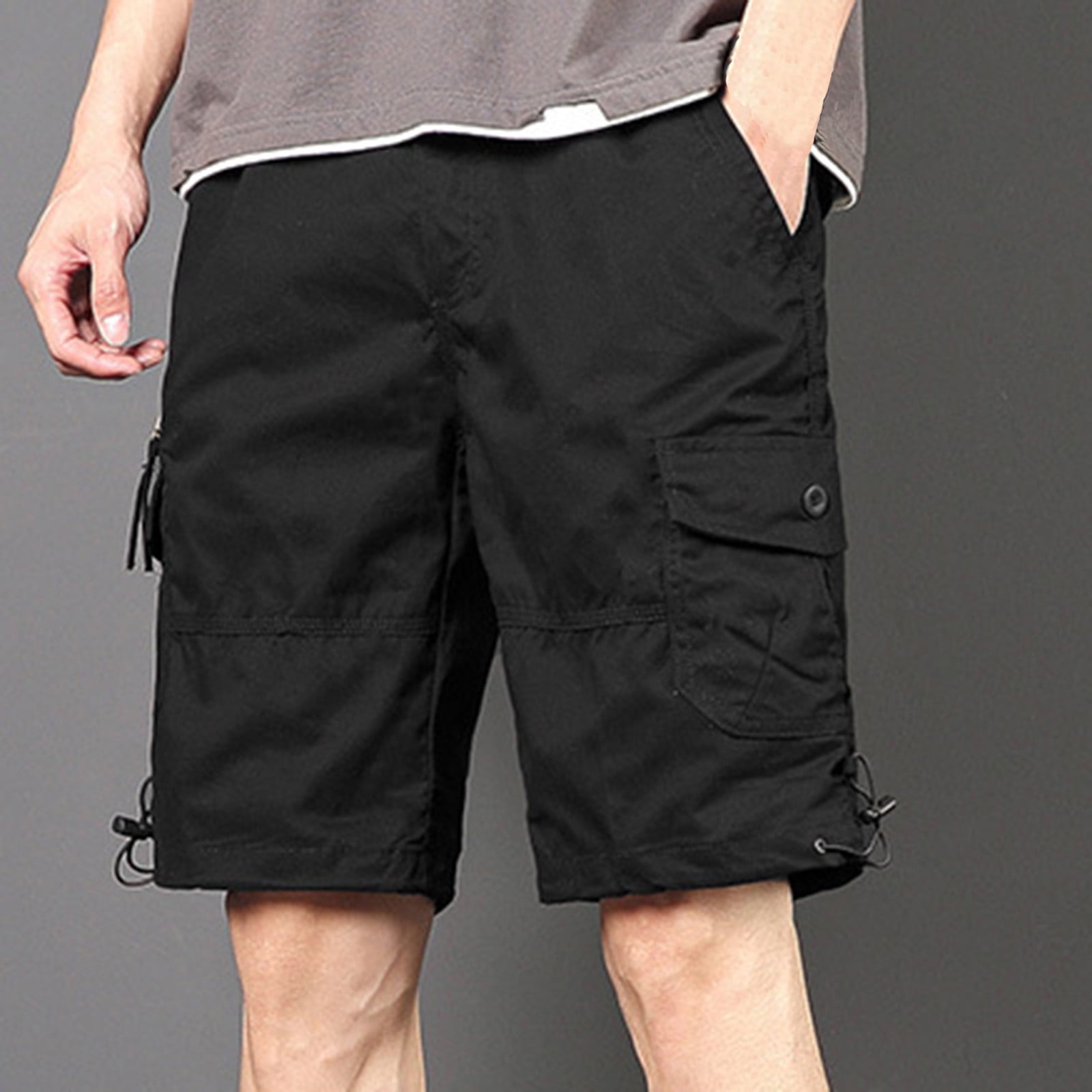 Xysaqa Men's Knee Length Cargo Shorts Mens Big Tall Cotton Work