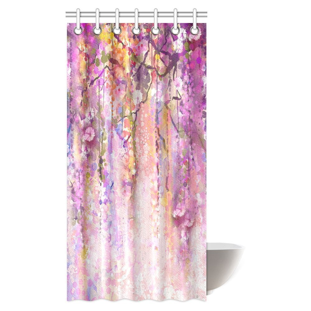 MYPOP Floral Spring Flowers Shower Curtain, Floral Country Style