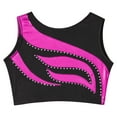 thumbnail image 2 of YONGHS Kids Girls Metallic Rhinestone Dance Crop Top Jazz Hip Hop Performance Cheer Shirt Costume Hot Pink 16, 2 of 4