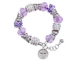 thumbnail image 2 of Delight Jewelry Silvertone Botonee Cross - Round Seal Purple Butterfly Bead Charm Bracelet, 7"+1" Extender, 2 of 5