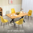 thumbnail image 4 of HOMCOM Dining Chairs Set of 4, Velvet Accent Chair, Yellow, 4 of 10