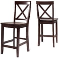 thumbnail image 4 of Juego de taburetes de bar Crosley Furniture con respaldo en X de madera de caoba vintage, 4 of 6