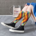 thumbnail image 5 of KLL Abstract Watercolors Tartan Print Cool Socks Men's Women's Crew Socks Funny Crazy Novelty Stockings, 5 of 6