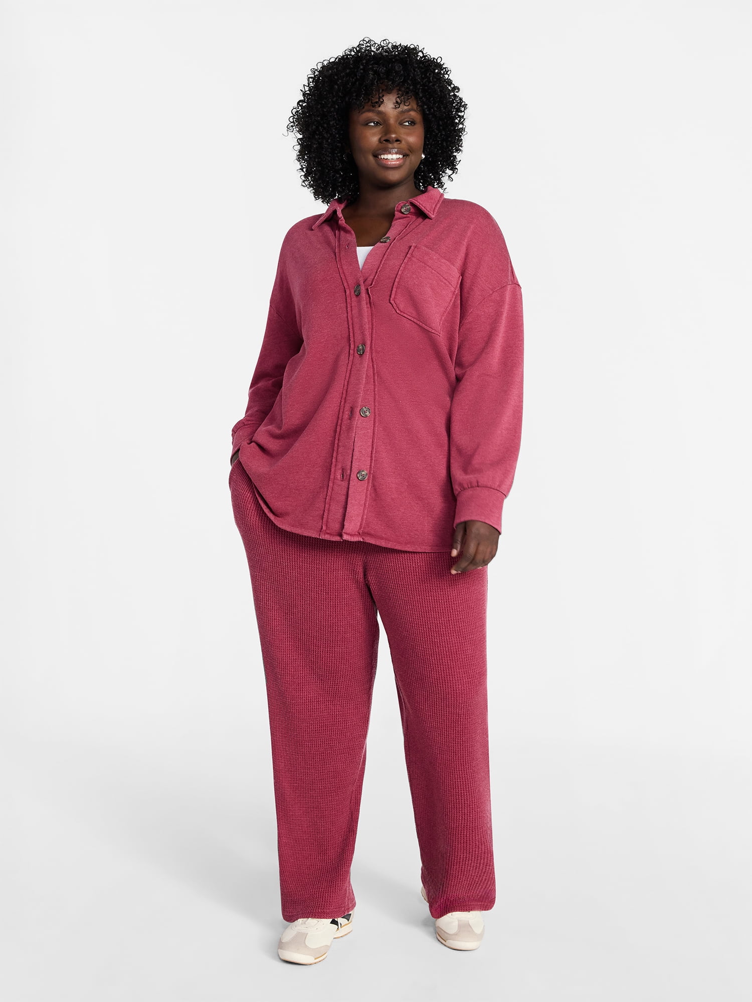 Terra & Sky Women's Plus Knit Shacket, Sizes 0X-5X