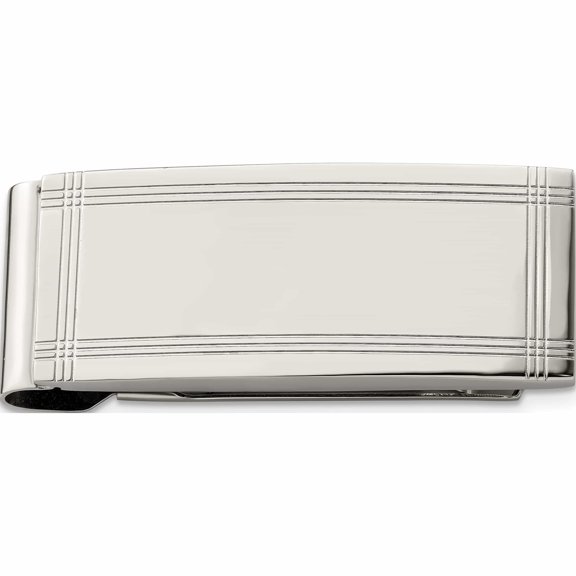 Stainless Steel Polished And Grooved Money Clip (50 X 21) Made In China -Jewelry By Sweet Pea