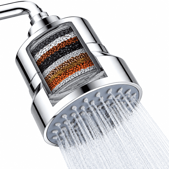 2-in-1 High Pressure Filtered Shower Head, 20 Stage Shower Filter Head for Hard Water, Chrome ABS Bathroom