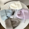 thumbnail image 3 of LinYooLi Korean Version Of The Autumn And Winter 100% Knit Cap Soft Cute Small Fresh Melon Skin Cap Soft, 3 of 6
