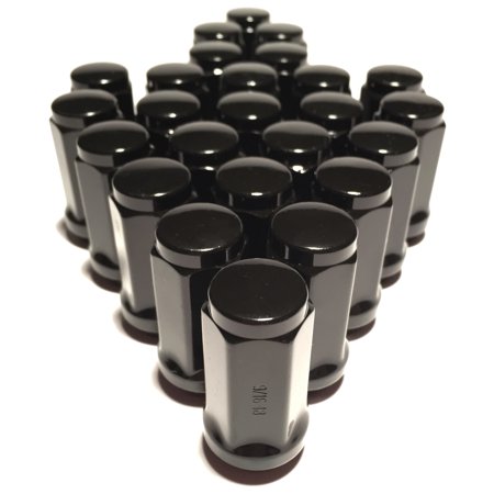 25 Black 9/16 Truck XL Long Acorn Lug Nuts Dodge Ram Chevy Ford 1.9" Tall