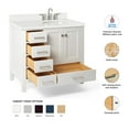 thumbnail image 3 of Ariel Cambridge 37 In. Right Offset Oval Sink Vanity With White Quartz Countertop In White, 3 of 10
