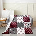 thumbnail image 2 of Farmhouse Flannel Blanket Queen 90x90 inch,Rustic Deer Antler Black Bear Fleece Blanket,Woodland Wildlife Moose Throw Blanket,Checkered Buffalo Plaid Patchwork Bed Blanket All Season,Red Grey, 2 of 4
