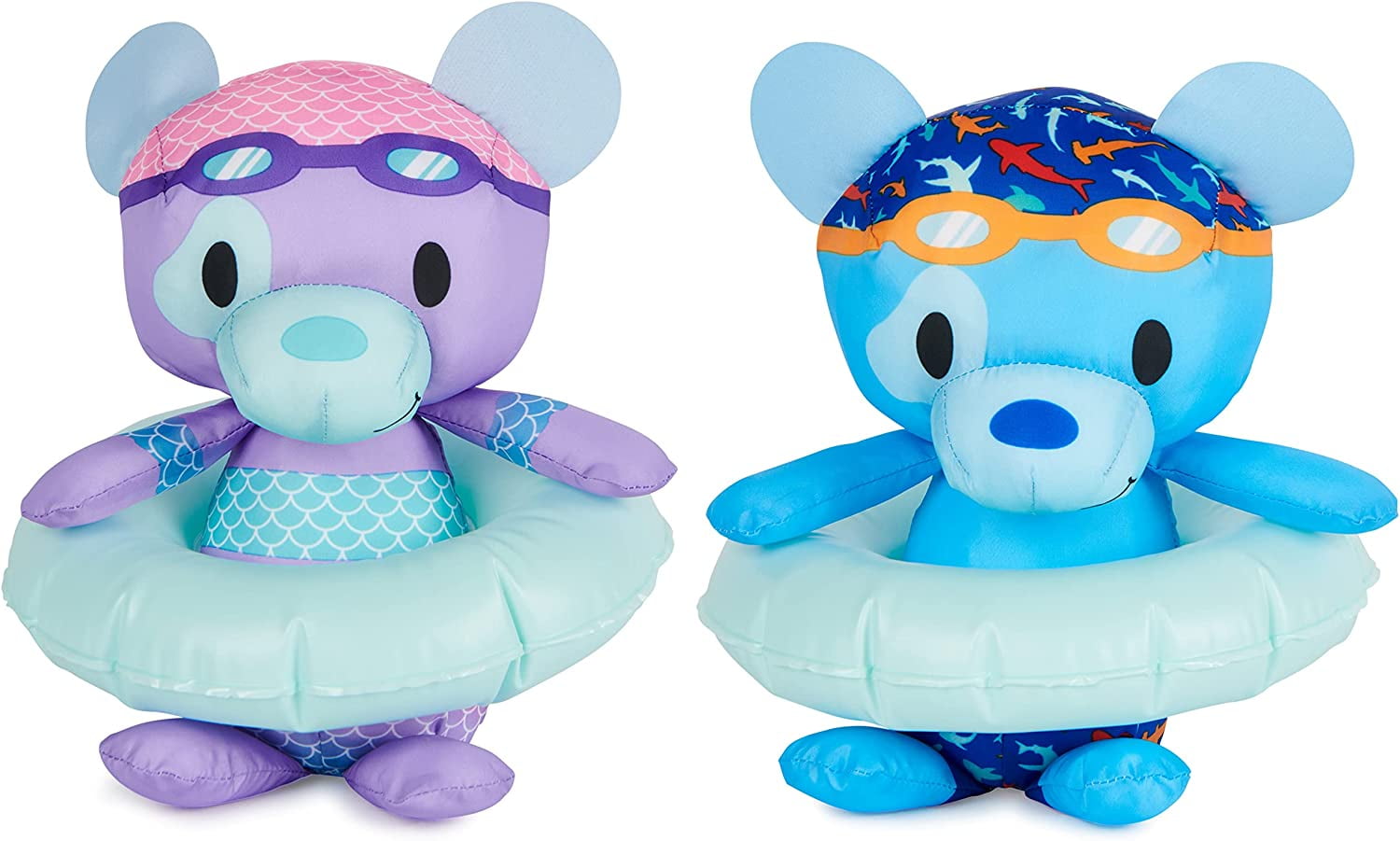 Swimways Huggable Floating Water Stuffed Animal, Bath Toys and Pool Party  Favors 2-Pack for Kids Ages 1+, Blue and Purple 