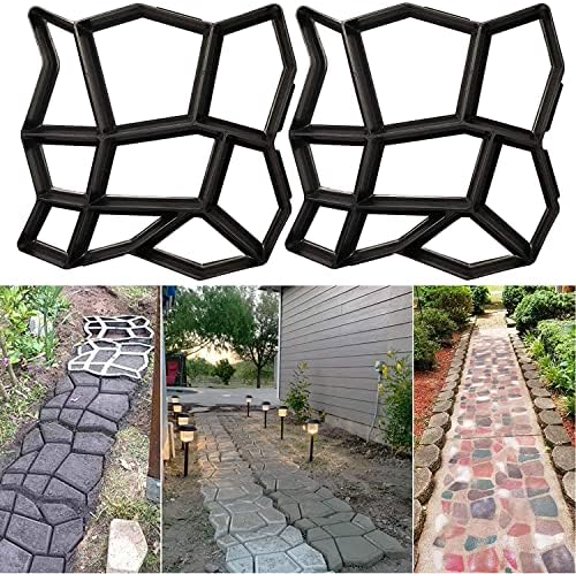 Concrete Molds and Forms, 2 Pack Plus Size 16.9x16.9x1.57inch Reusable DIY Stepping Stone Cement Paver Walkways Mold Walk Maker for Patio, Lawn & Garden$$Garden & Patio
