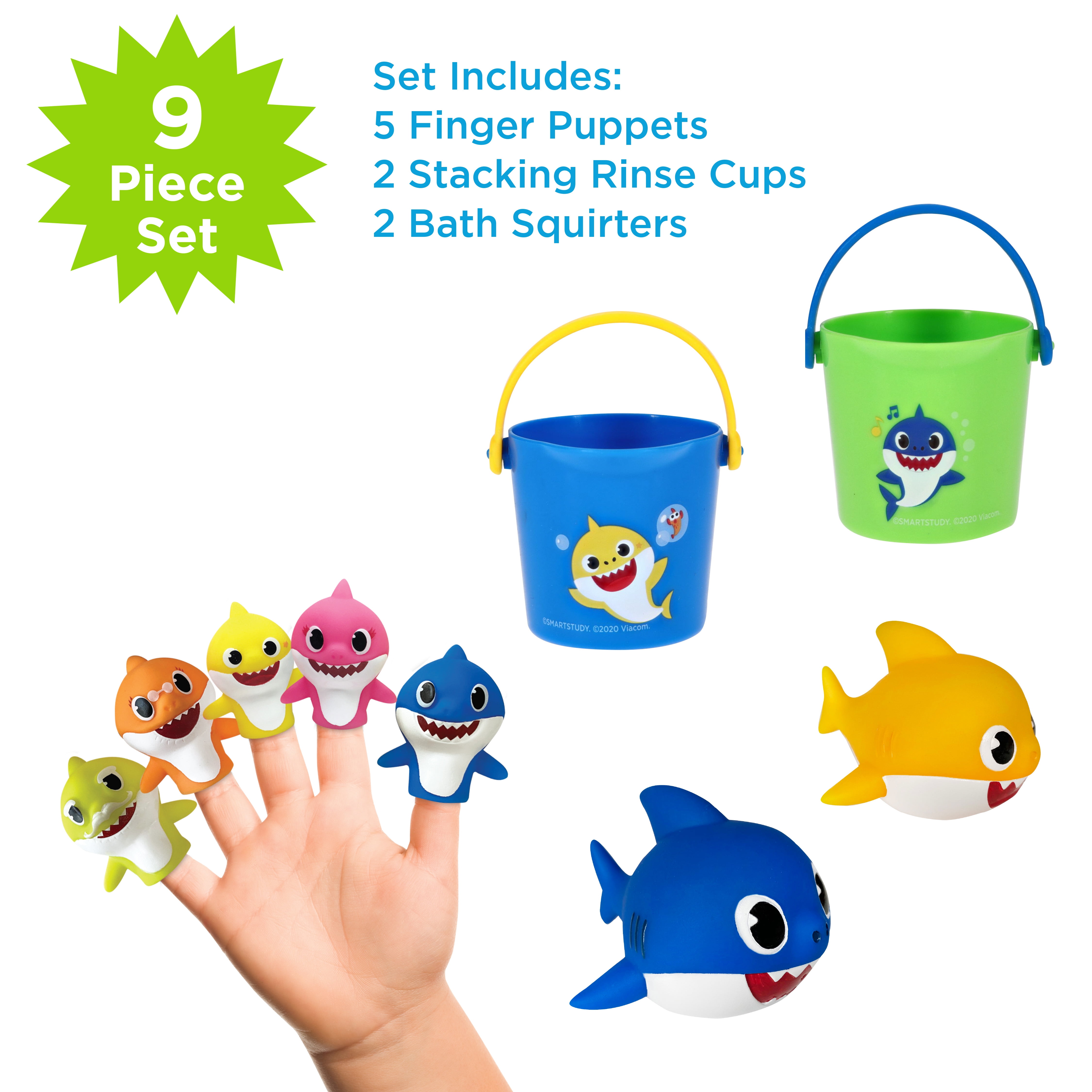 Baby Shark Bath Painting Playset, Dissolvable Finger Painting Bath Paints + Reusable Poster, Great Travel-Friendly Bath Toys & Bedtime Routine, Bath