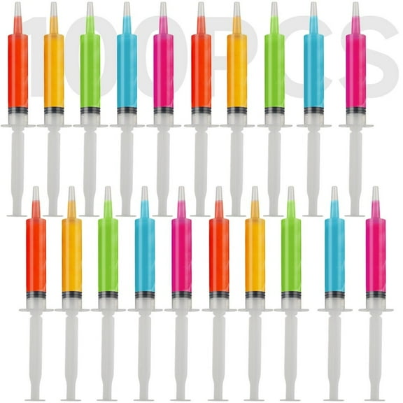 100 Pack Syringes with Tip Cap, Reusable Party Syringe, Durable Jello Shot Containers, 20ml Party Liquid Syringe for Jello Shot, Halloween, Christmas, Bachelorette Parties, Nurses