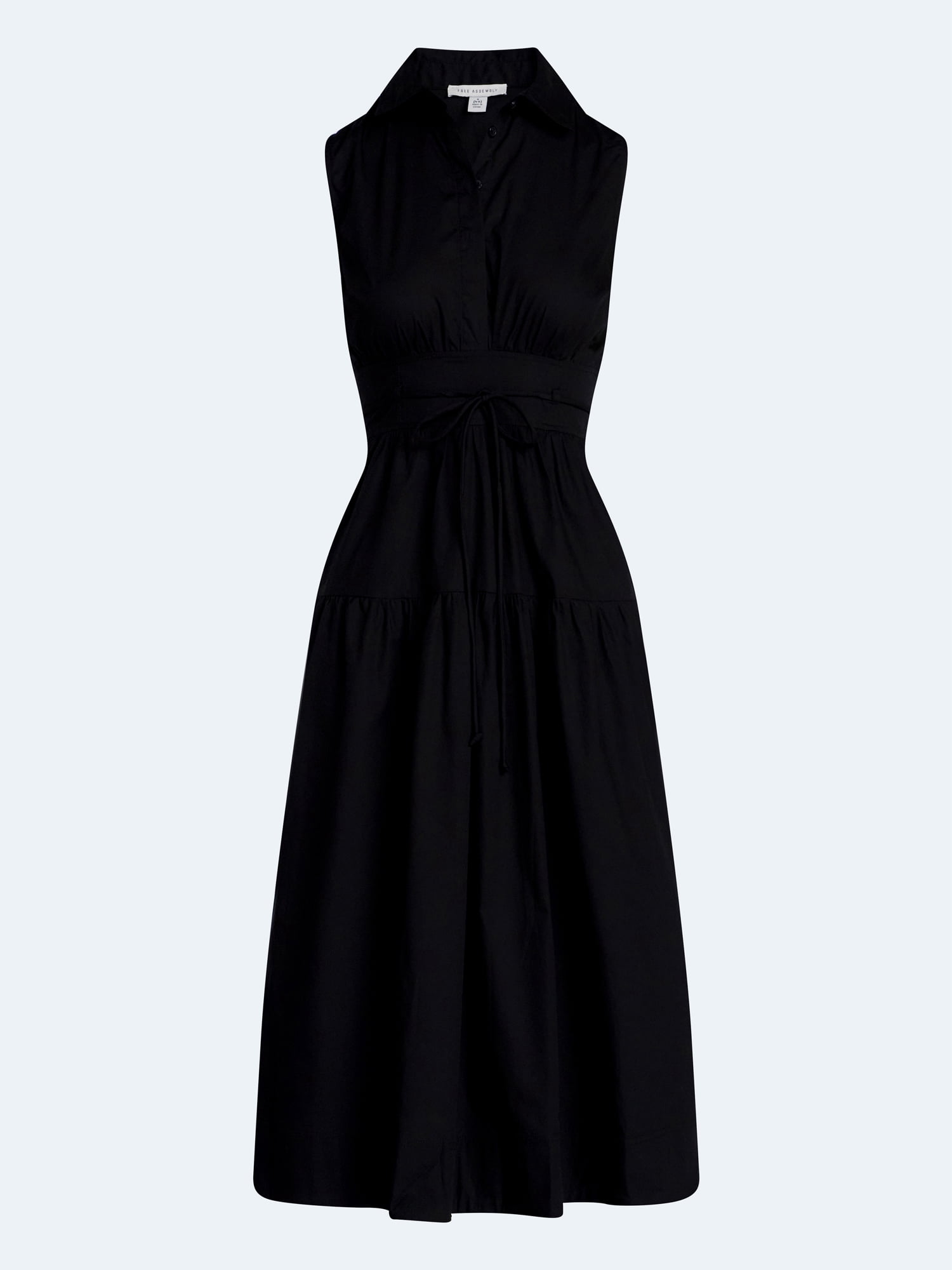 Free Assembly Women's and Women's Plus Sleeveless Cotton Maxi Shirtdress with Belt, Sizes XS-4X