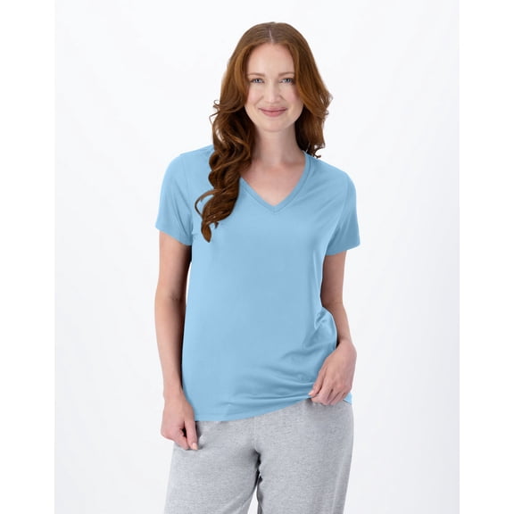 Hanes Sport Cool DRI Women's Performance V-Neck T-Shirt Light Blue S