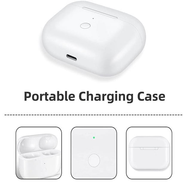 Étui de Recharge Sans Fil pour AirPods Pro compatible avec Étui de Recharge  AirPods Remplacement Batterie Intégrée 660 mAh Bouton de Synchronisation  d'Appairage Bluetooth (Blanc)