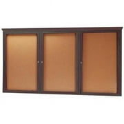 Aarco Products WBC4896RC 3-Door Enclosed Bulletin Board with Crown Molding - Walnut