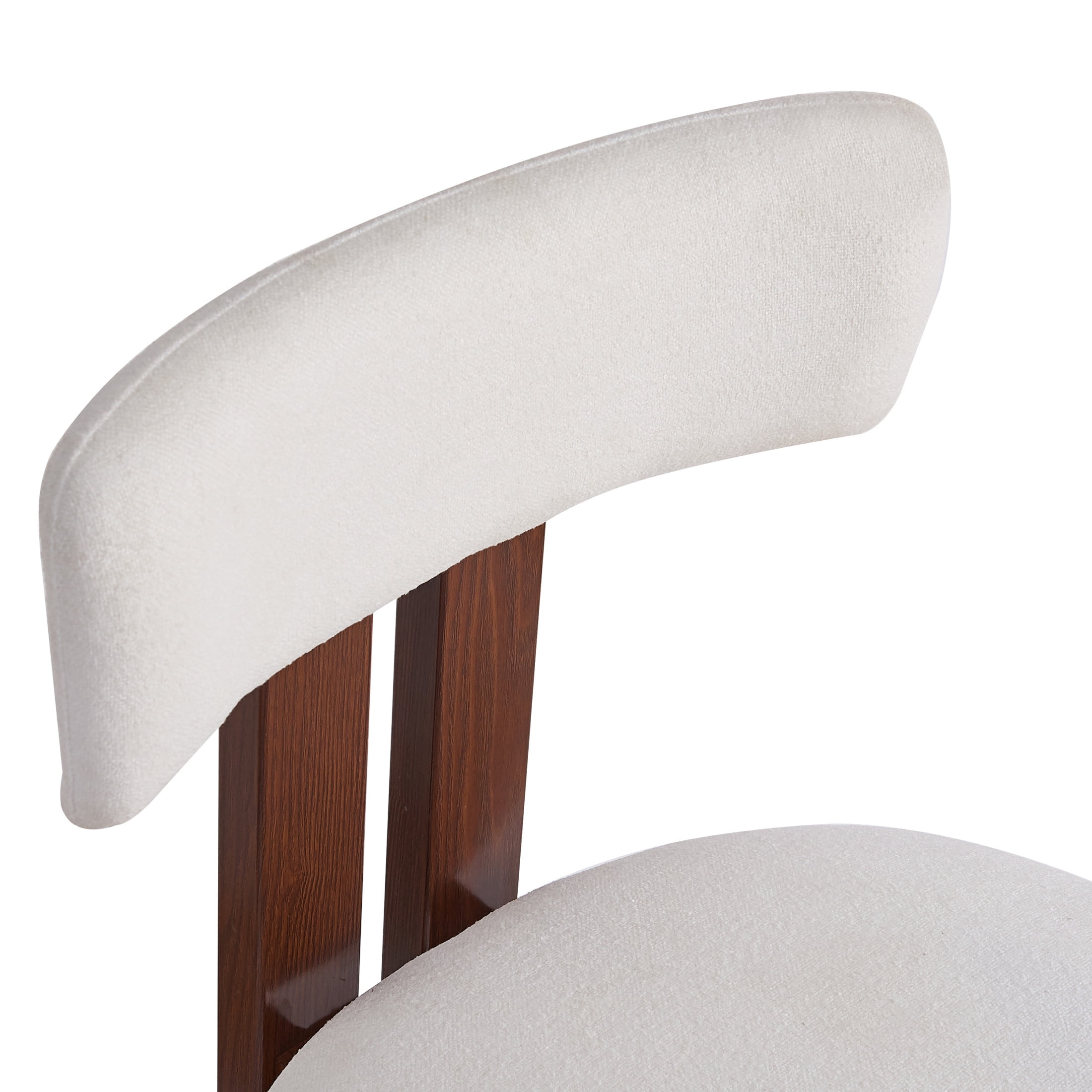 Remy Modern 26.5" Fabric Upholstered Barstools with Iron Frame, Walnut+White, Set of 2