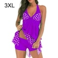 thumbnail image 3 of facefd Halter Women Backless Swimsuit Bench Suit Purple 3XL, 3 of 6