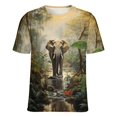 thumbnail image 5 of Colorful Elephant Flower Womens Tops Women's Fashion Casual Short Sleeve Flower Print Round Neck Pullover Top Blouse, 5 of 6