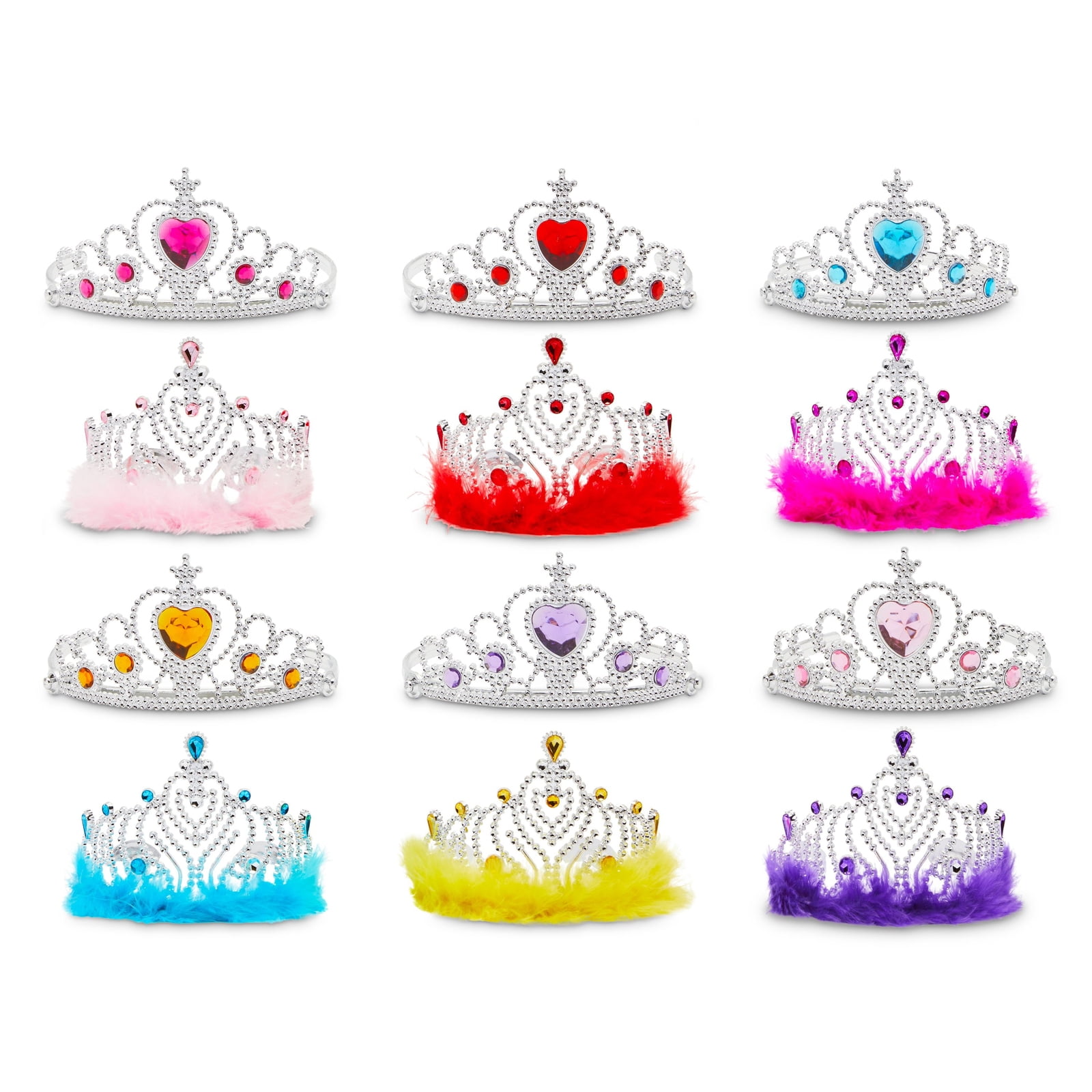 YEAHIBABY Princesse Tiara Couronne Little Girls Bandeau Habiller Accessoires pour Anniversaire Party Décorations de Jeu de rôle Fairytale,Lot de 5 