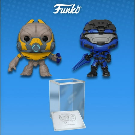 Funko Pop! Games: Halo Infinite – Set of 2 Vinyl Figures (Grunt with Weapon / Mark V [B] with Blue Energy Sword with Chase) (+ Pop! Stacks Plastic Protector)