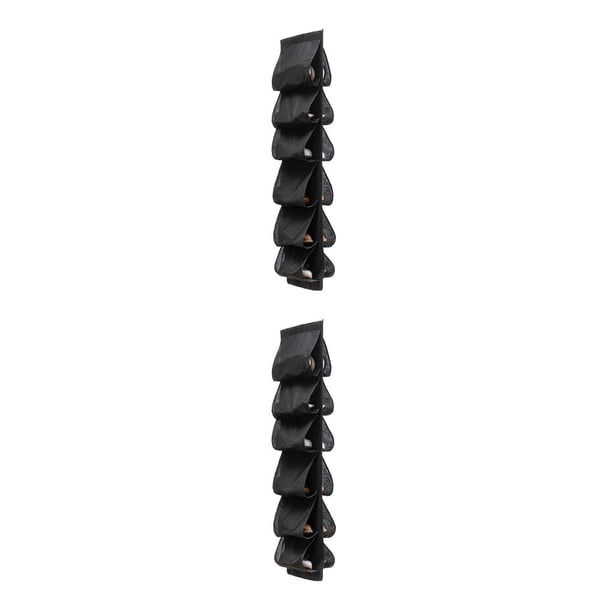 Bearachild Estante de almacenamiento de zapatos sobre la puerta para el hogar, Hotel, 12 bolsillos, soporte para zapatillas, colgador, contenedor, Negro 2piezas