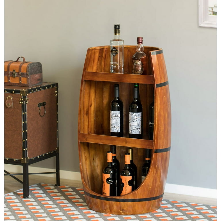 Vintiquewise 32.50 x 21.5 x 16 in. Rustic Wooden Wine Barrel