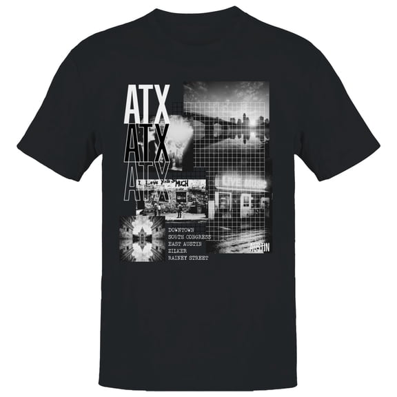 ATX Austin Landmarks Cityscape Men's Black T-shirt