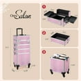 thumbnail image 3 of mefeir 4-in-1 Rolling Makeup Train Case Lift Handle,4 Removable Wheels Lockable Keys,Aluminum Cosmetic Trolley Beauty Stylist Artist Organizer Box,Ideal Xmas New Year Gift (Diamond Pink), 3 of 9