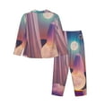 thumbnail image 2 of Uemuo Dreamy Moonlit Window Pattern Womens Pajama Sets,PJ Set for Women,Pajamas for Women Logo,Long Sleeve Pajama Set for Women,Soft Long Sleeve Top With Pants-Medium, 2 of 9
