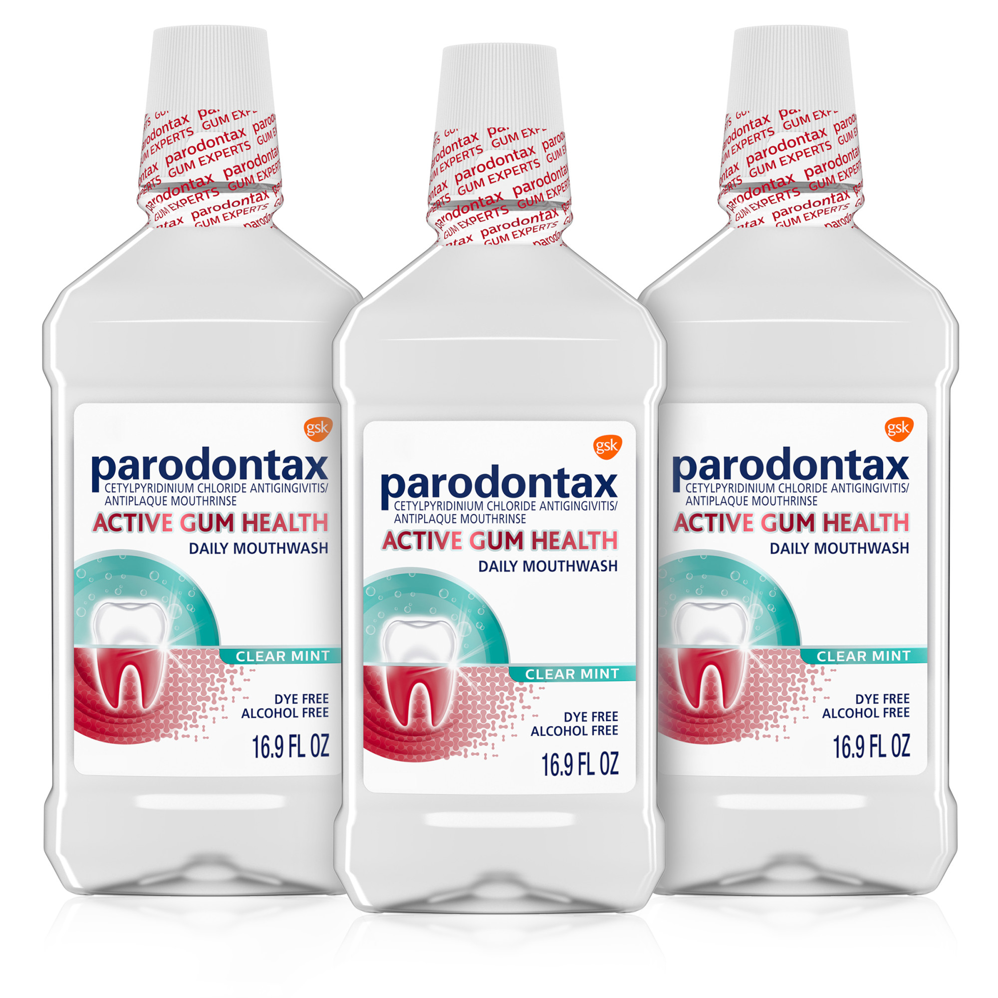 Parodontax Active Gum Health Mouthwash, Gum Mouthwash, Clear Mint, 16.9