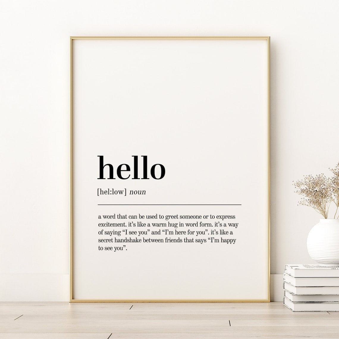 Hello Definition Wall Art Print Dictionary Idea Inspirational Office And Bedroom Decor