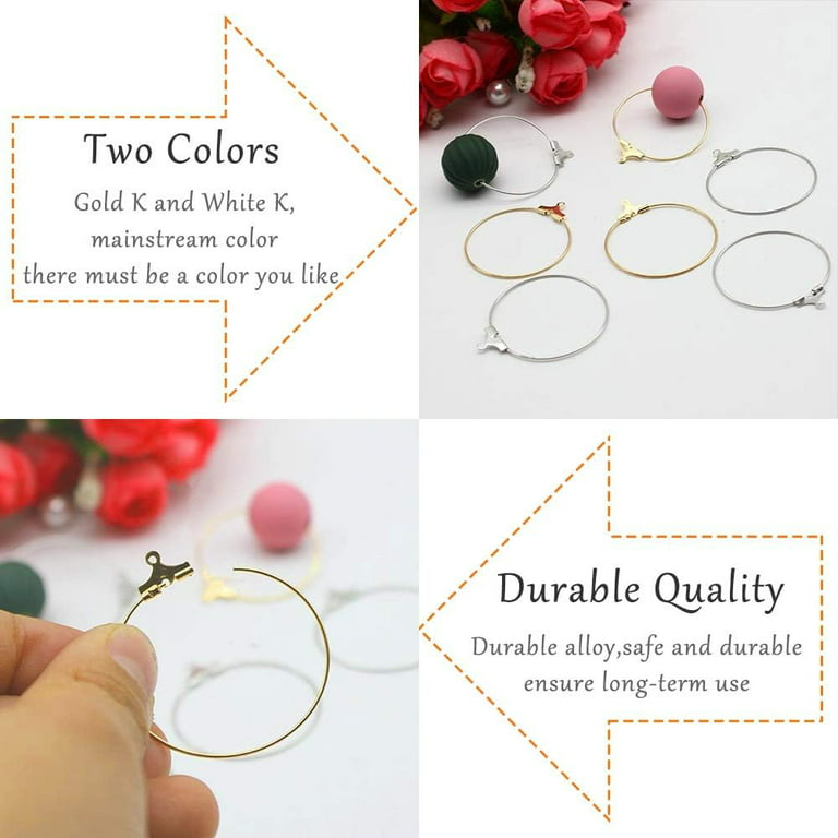 80pcs Earring Hoops for Jewelry Making, Earrings Beading Hoop Earring  Finding Circle Round Circle Round Beading Hoops for Earring DIY Craft Art