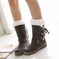 thumbnail image 1 of Bottes à la Mode Automne et Hiver Talons Hauts en Cuir Pu Rétro Bottes Chaudes Bottes Bandage pour Femmes, 1 of 1