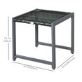 thumbnail image 3 of Outsunny Table Basse en Rotin avec Dessus en Verre Trempé pour l'Extérieur Gris, 3 of 10