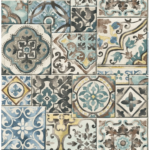 Brewster Marrakesh Blue Global Tiles Wallpaper