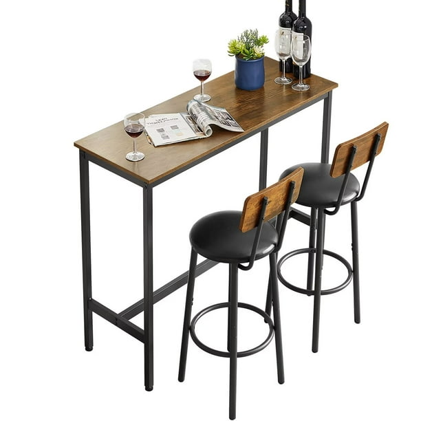 Sweiko Industrial Bar Table and Chair Set for 2 Counter Height Table