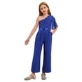 thumbnail image 1 of Miaeowve Girls Jumpsuit Summer Sequins One Shoulder Beaded Wide Leg Rompers One Piece Outfits with Pockets Royal Blue 8, 1 of 7