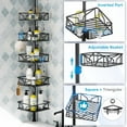 thumbnail image 4 of 5 Tier Adjustable Corner Shower  Organizer with Hooks,Rustproof Tension Pole 62-116 Inch, Black, 4 of 7