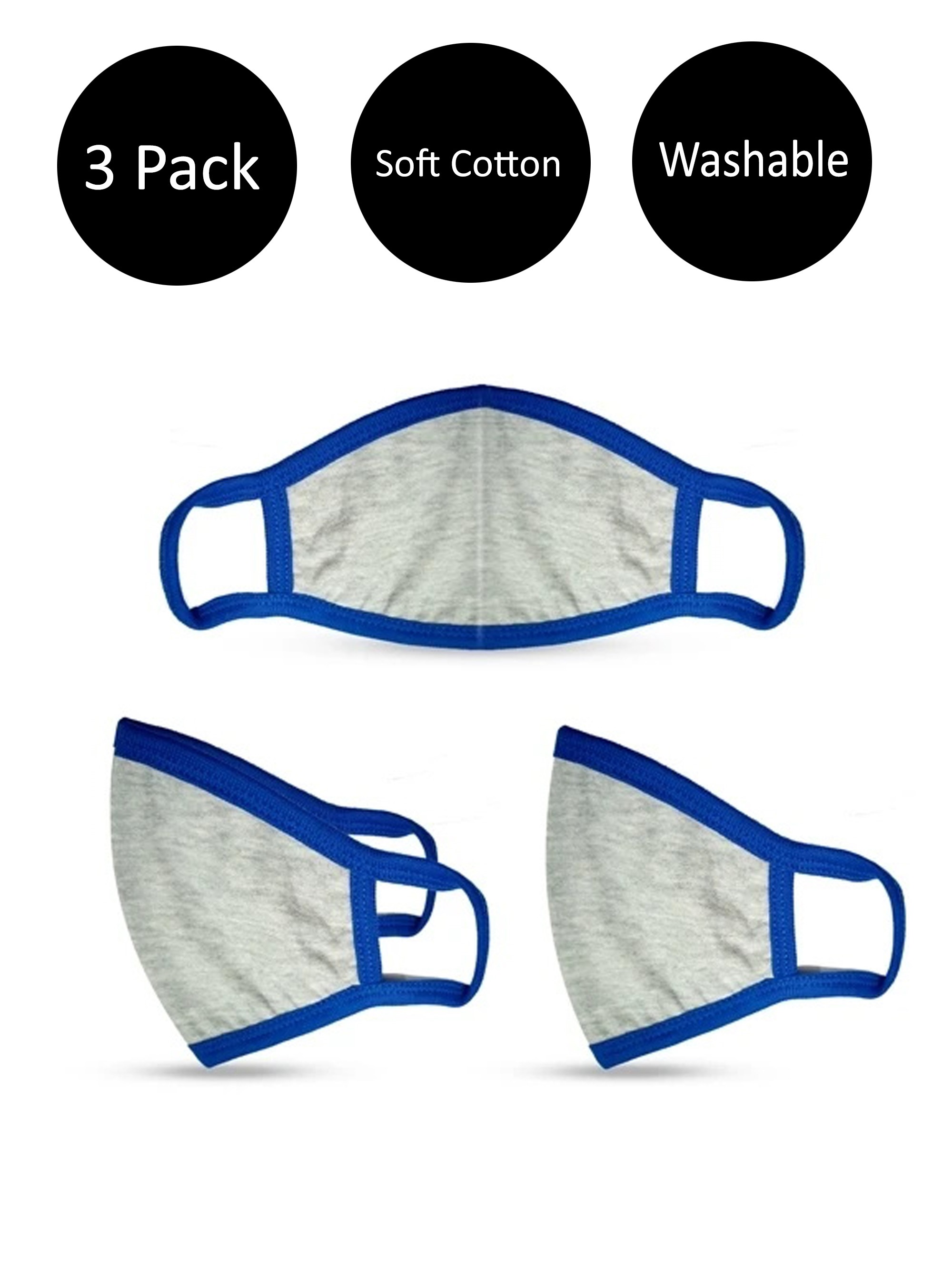 Unisex Men Women Washable Reusable Double Layer 100 Cotton Guard Cover 3 Pack