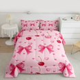 thumbnail image 2 of Manfei Girls Pink Ribbon Bedding Comforter Set, Cartoon Bowknot Bow-tie Twin Comforter Sets, Princess Cherry Love Heart Reversible Bedding Set, Microfiber Bedroom Decor, 2 Pieces, 2 of 8